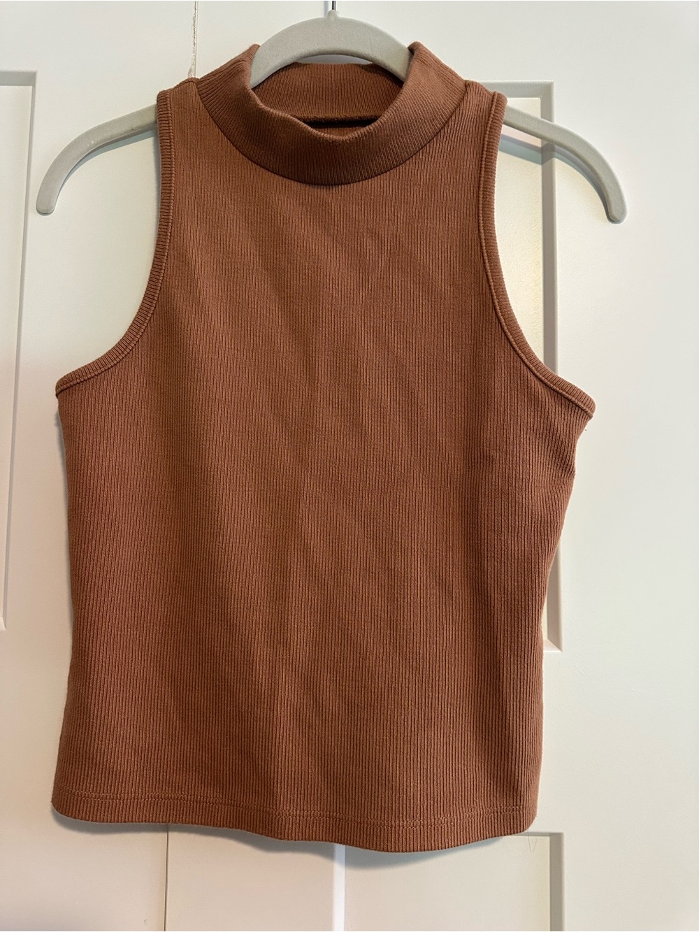 a new day Ribbed Mock Neck Tank Top - Rust Brown